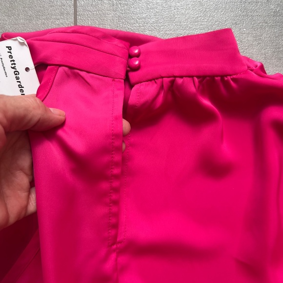 NWT gorgeous pink dress w great style! High neck w one shoulder, faux wrap skirt - Picture 5 of 13